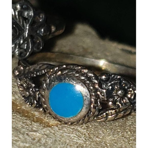 Sterling Silver Turquoise Rings*Silver Ring*Sterling Ring*Sterling Silver Ring*S - Picture 3 of 9